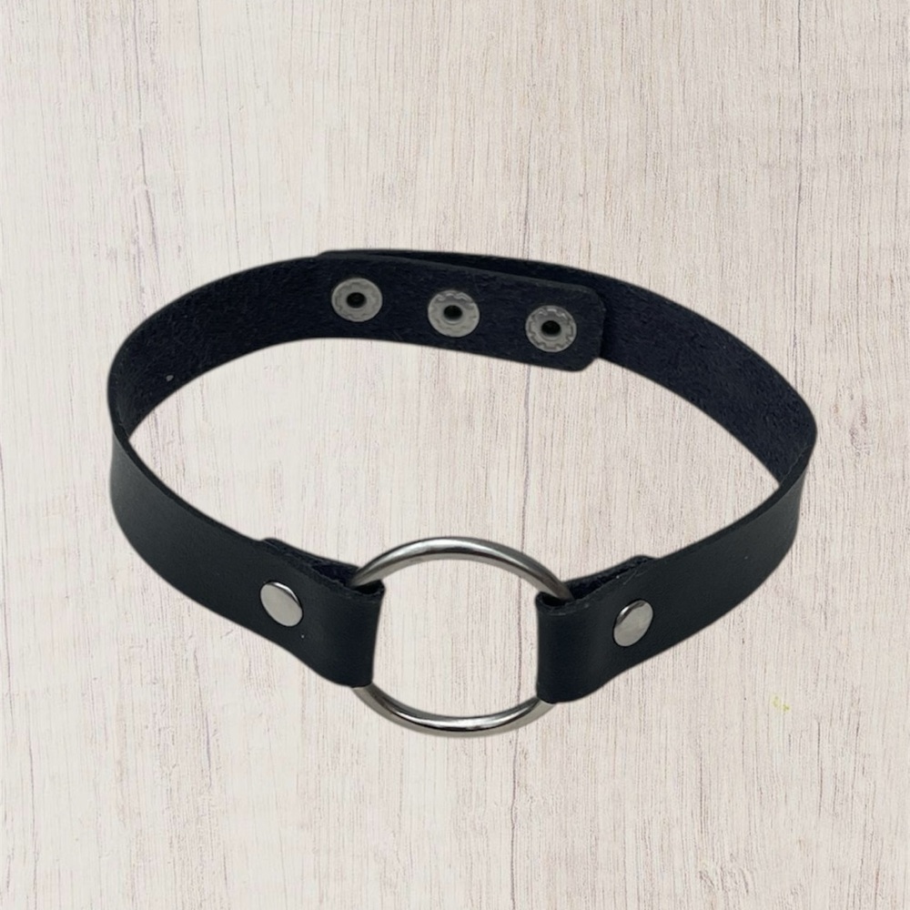 Black Leather Choker Necklace